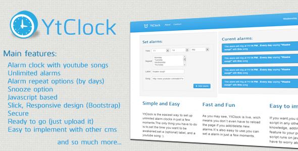 YTClock - Online Alarm clock with Youtube videos